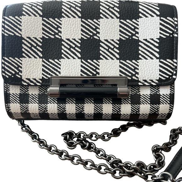 Diane Von Furstenberg Black And Checkered White Mini Crossbody NEW - Picture 3 of 7